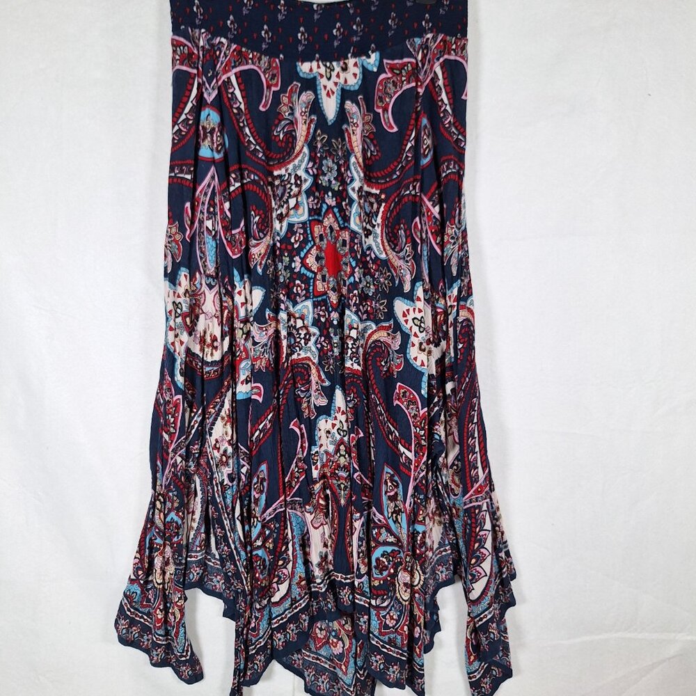 bila elastic waist beveled paisly skirt size large